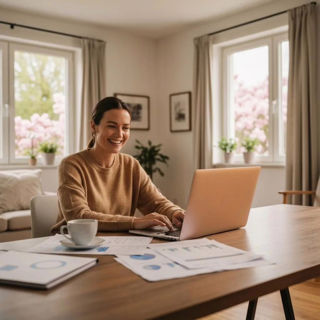 Cozy home office with a person working on financial modeling in Excel