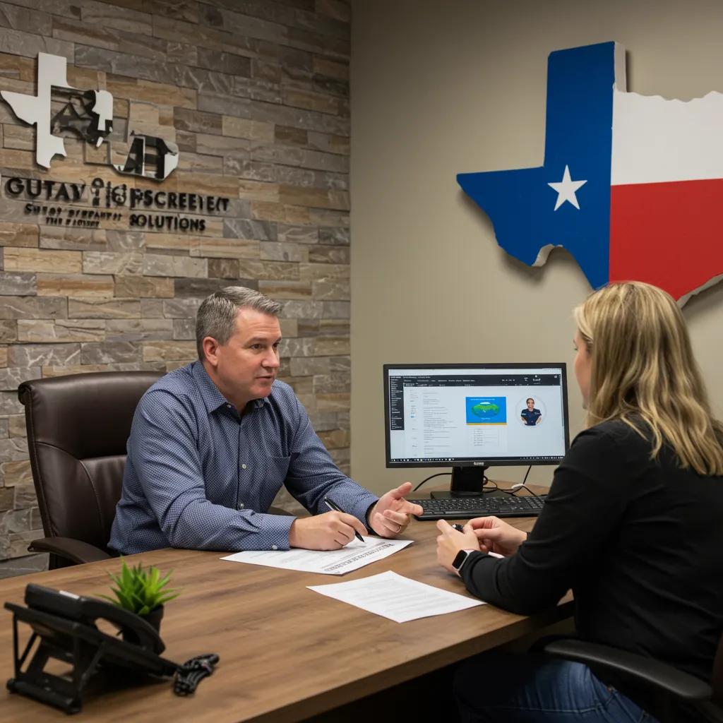 Consultant discussing custom spreadsheet solutions with a Texas client