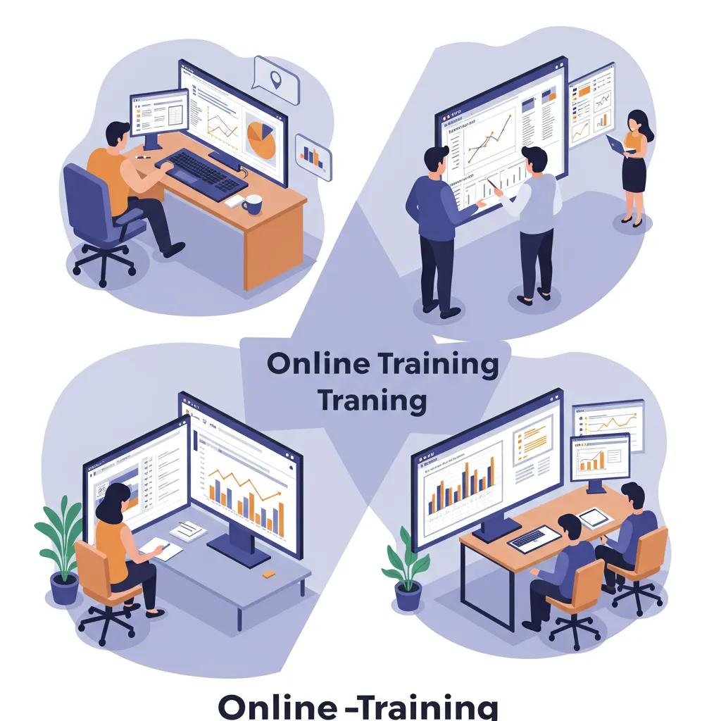 Different Excel training formats including online, classroom, and corporate settings