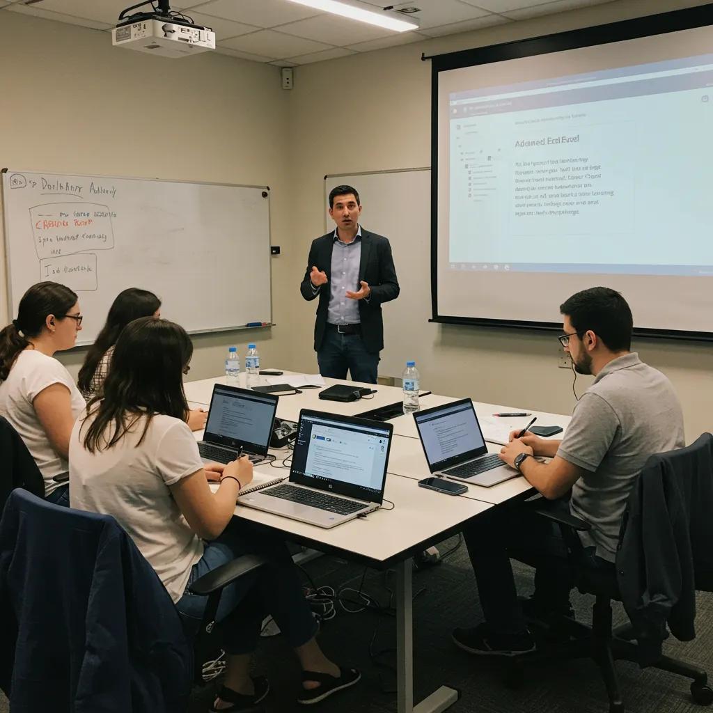 Instructor-led advanced Excel training workshop in Dallas with engaged students