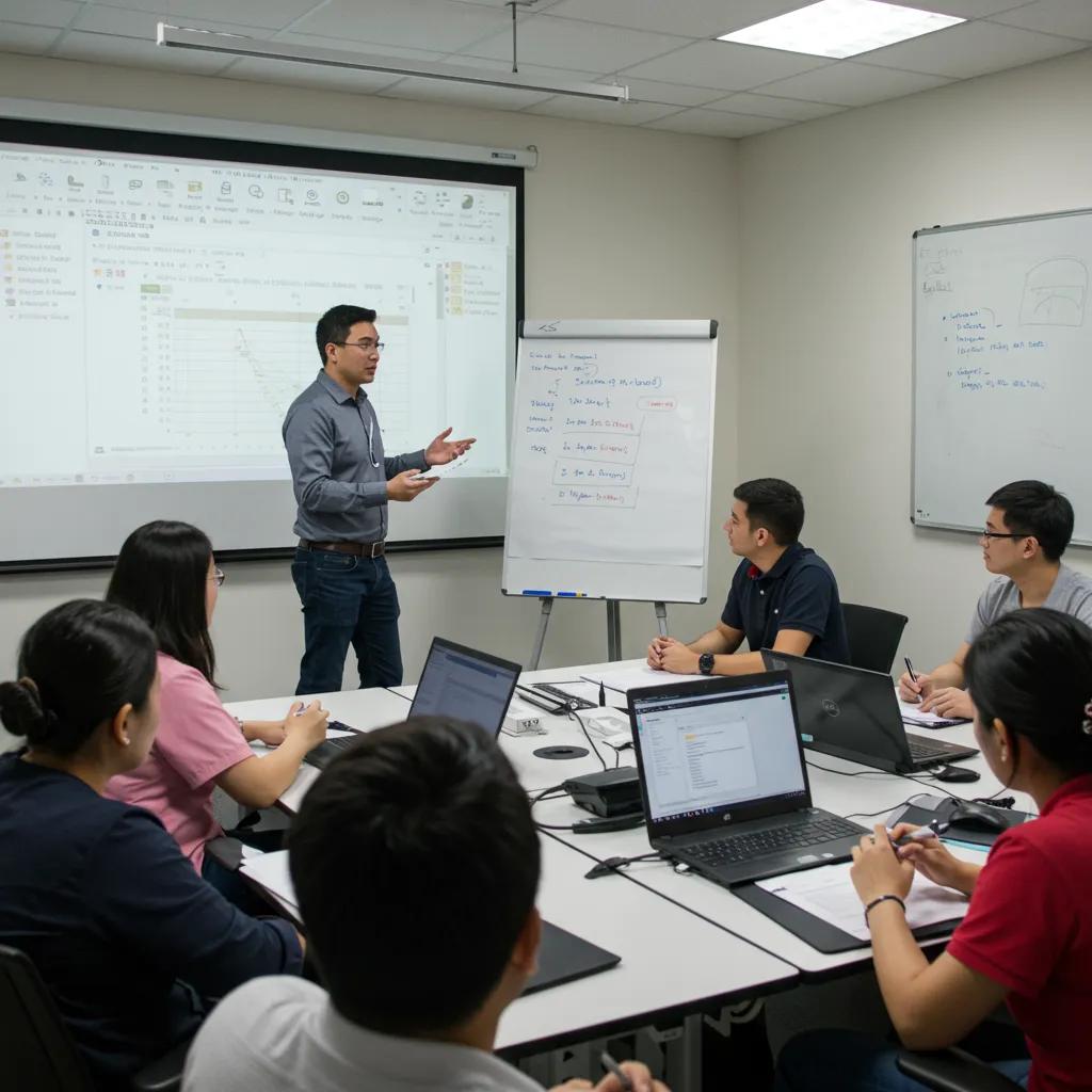 On-site Excel training workshop with instructor and engaged participants